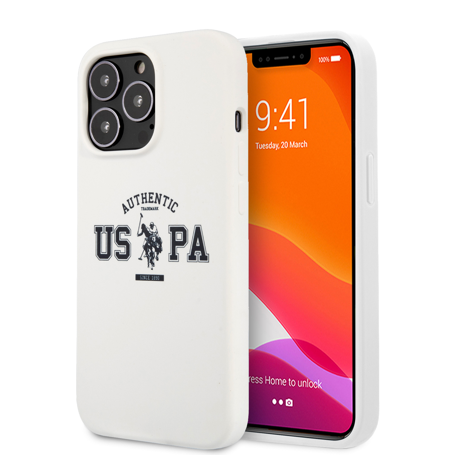 USHCP13LSATH_1 U.S. Polo Assn. “Authentic Logo Collection” Θήκη προστασίας από σιλικόνη – iPhone 13 Pro (Λευκό – USHCP13LSATH) - Image 1