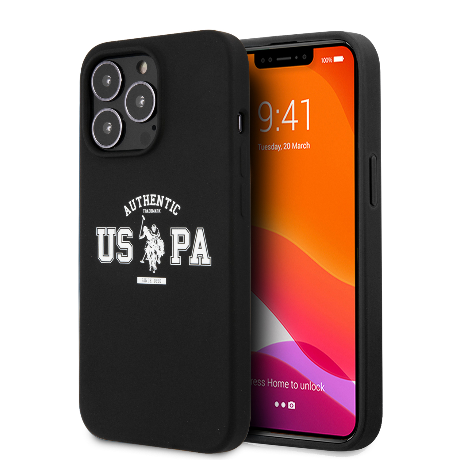 USHCP13LSATK_1 U.S. Polo Assn. “Authentic Logo Collection” Θήκη προστασίας από σιλικόνη – iPhone 13 Pro (Μαύρο – USHCP13LSATK) - Image 1