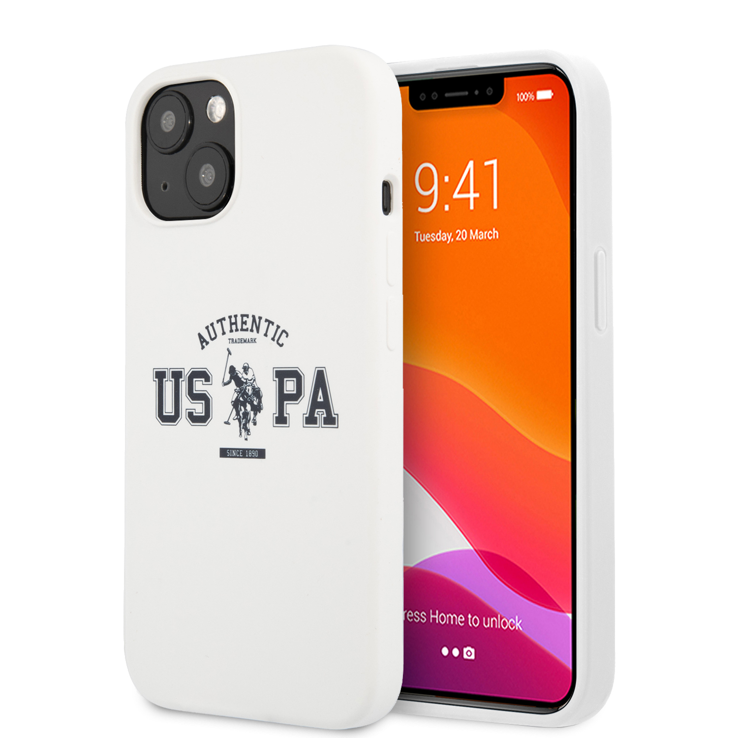 USHCP13MSATH_1 U.S. Polo Assn. “Authentic Logo Collection” Θήκη προστασίας από σιλικόνη – iPhone 13 (Λευκό – USHCP13MSATH) - Image 1