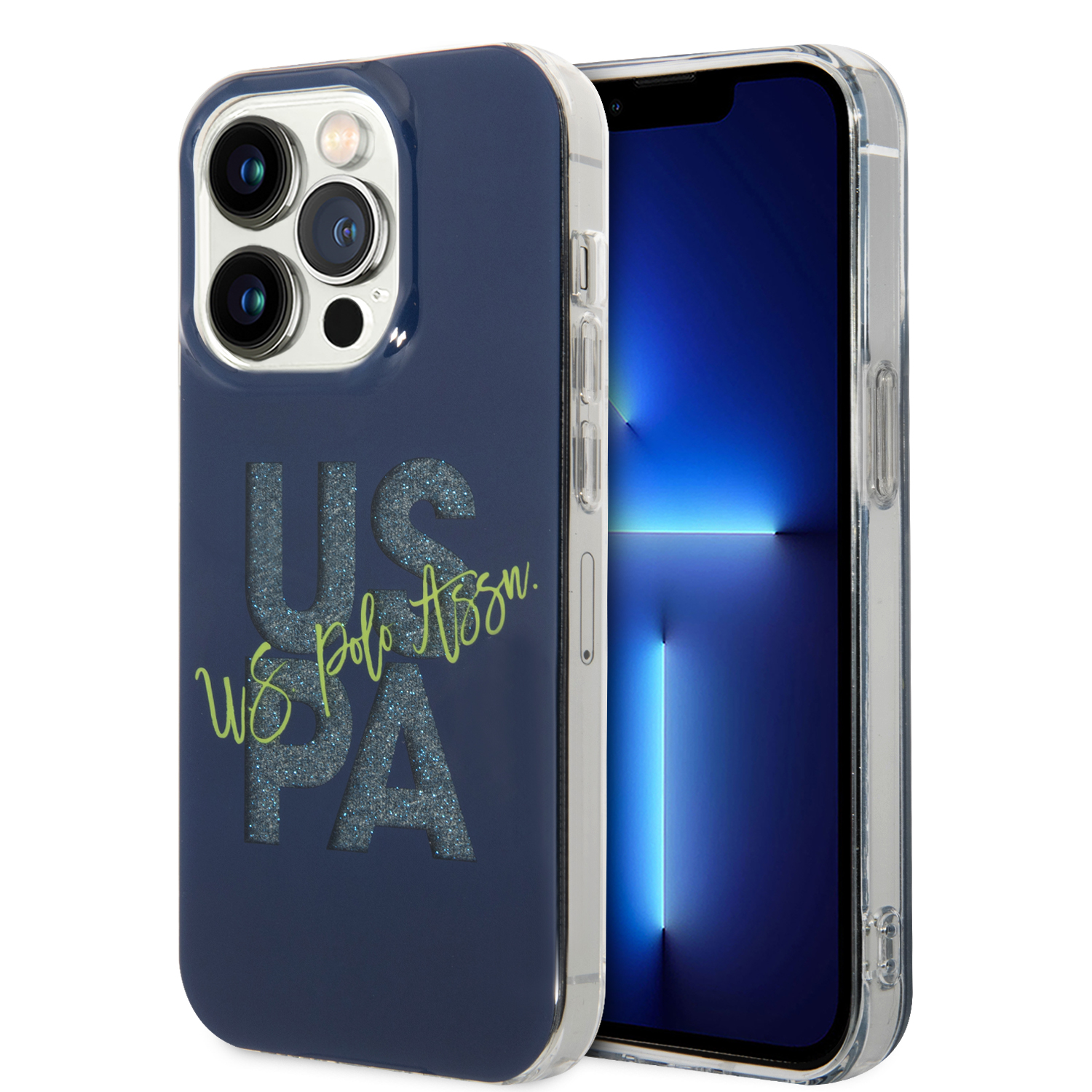 USHCP15LUGLV_1 U.S. Polo Assn. Hard Case IML Glitter Script – Θήκη προστασίας από σιλικόνη iPhone 15 Pro (Navy – USHCP15LUGLV) - Image 1