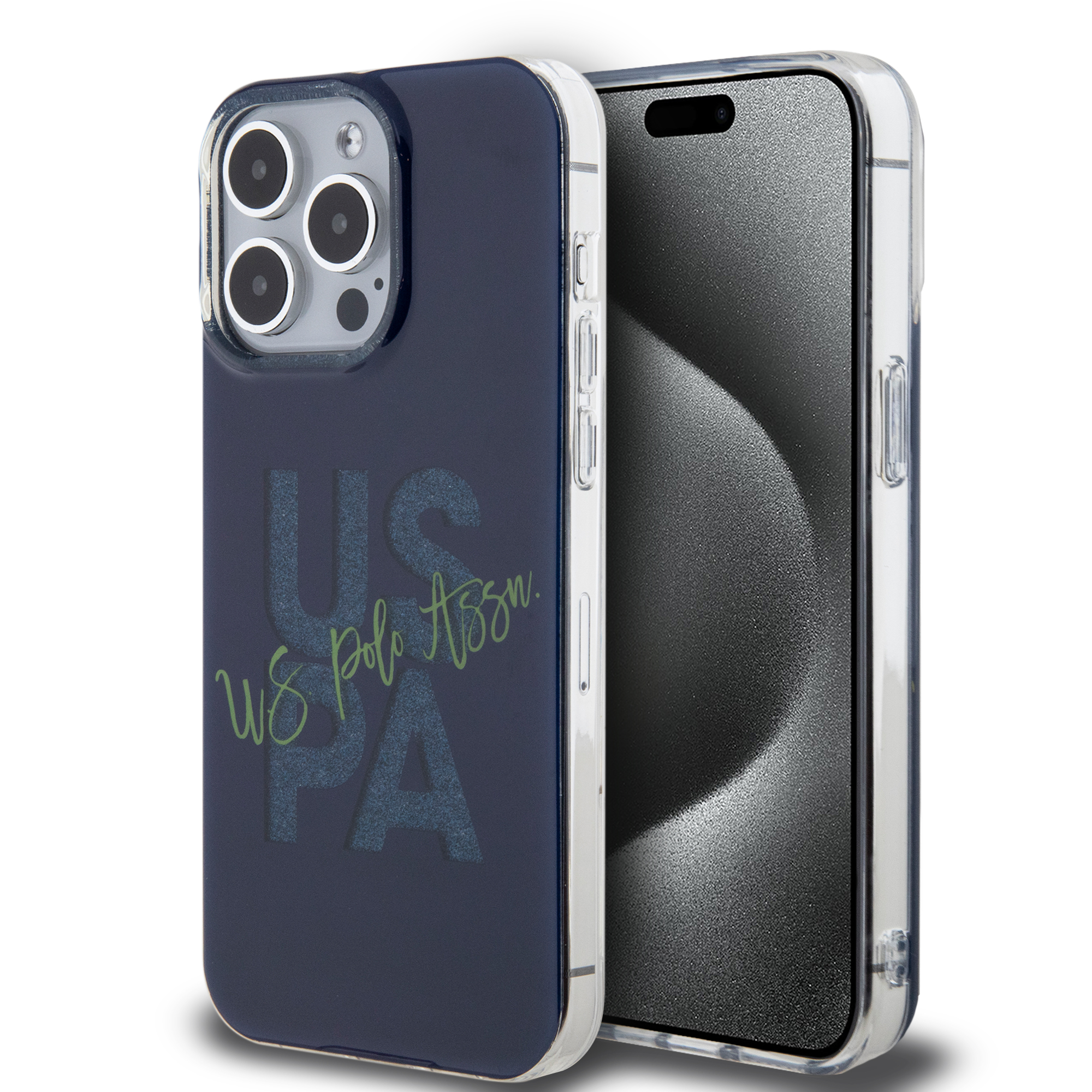 USHCP15XUGLV_1 U.S. Polo Assn. Hard Case IML Glitter Script – Θήκη προστασίας από σιλικόνη iPhone 15 Pro Max (Navy – USHCP15XUGLV) - Image 1