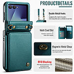 Θήκη Samsung Galaxy Z Flip7 5G CASEME C22 Series Πορτοφόλι με λουράκι, υποδοχές καρτών και μαγνητικό κούμπωμα από συνθετικό δέρμα και TPU πράσινο - Image 3