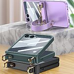 Θήκη Samsung Galaxy Z Flip7 5G GKK Full Premium Protection με προστασία οθόνης Tempered Glass και κορδονάκι για το χέρι από σκληρό πλαστικό ροζ - Image 2