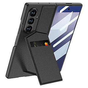 Θήκη Samsung Galaxy Z Fold7 5G GKK Premium Προστασία V2 carbon fiber texture με ενσωματωμένο σταντ και θωρακισμένο PC υλικό μαύρο
