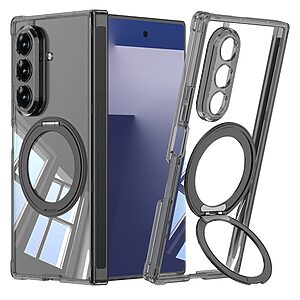 Θήκη Samsung Galaxy Z Fold7 5G GKK Προστατευτικό από PC V2 με υποστήριξη ασύρματης φόρτισης και πτυσσόμενη βάση στήριξης μαύρο