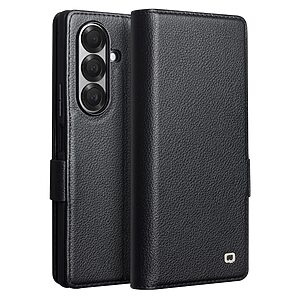 Θήκη Samsung Galaxy Z Fold7 5G QIALINO book v5 με μαγνητικό κούμπωμα από Premium αυθεντικό δέρμα Genuine Cowhide μαύρο