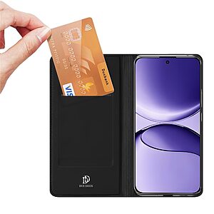 υποδοχή καρτών και μαγνητικό κούμπωμα Flip Wallet από συνθετικό δέρμα και TPU μαύρο