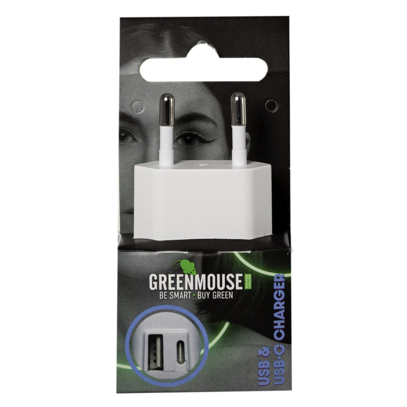 usb-usb-c-charger Greenmouse Dual Wall Charger – Διπλός Φορτιστής USB-A & USB-C 20W σε λευκό χρώμα με συσκευασία blister – 66956591 - Image 1