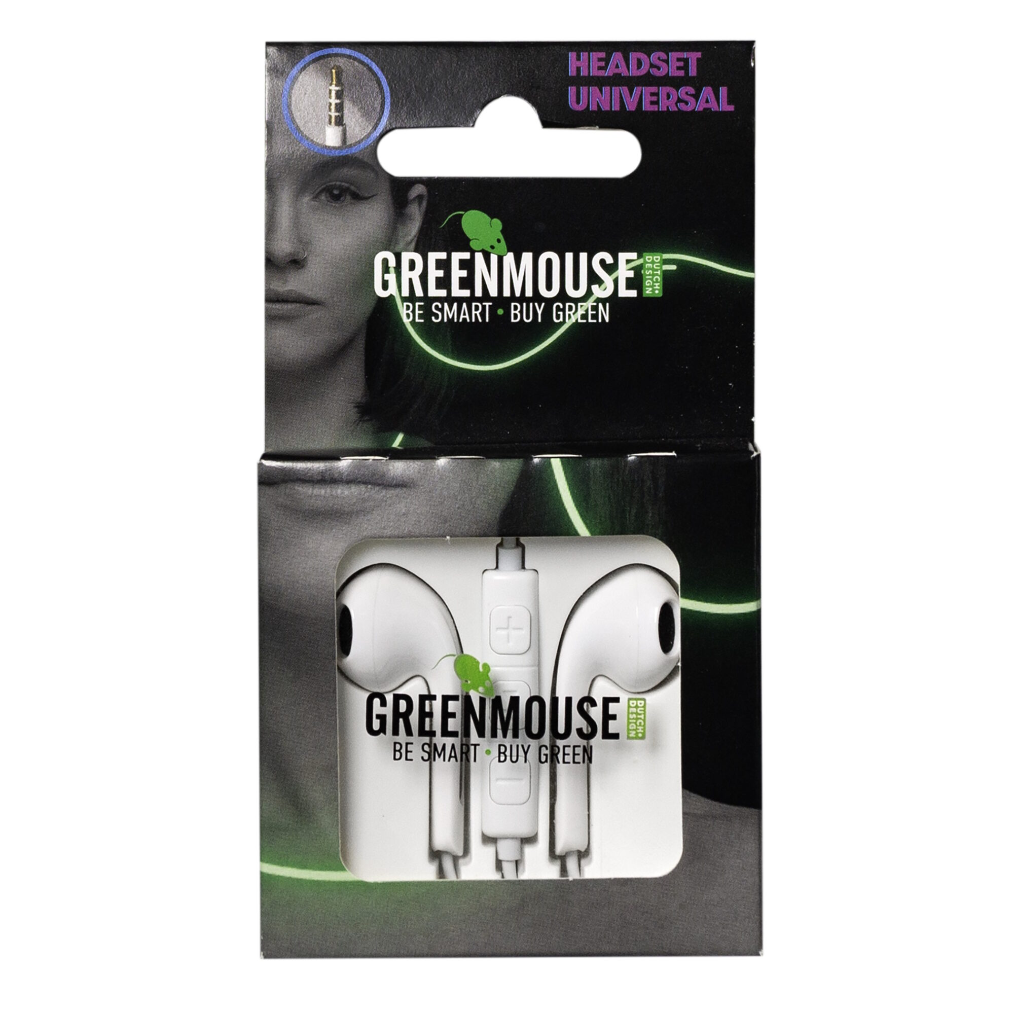 Headset-Universal Greenmouse Universal Headset – Ενσύρματα Ακουστικά με Μικρόφωνο σε λευκό χρώμα με συσκευασία blister – 66956477 - Image 1