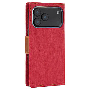 υποδοχές καρτών και μαγνητικό κούμπωμα για iPhone 17 Pro Max - κόκκινο/ καφέ