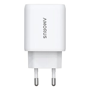 Ταχυφορτιστής Τοίχου AMORUS - GaN 30W - USB-C & USB-A - Dual Port - EU Plug - Εικόνα 2